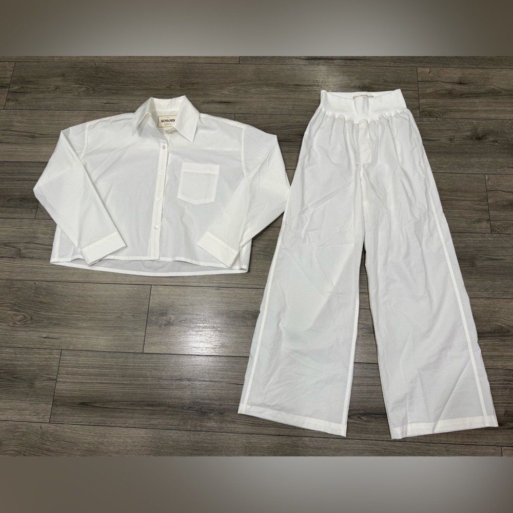 Sosom Le Classic Set in Cotton Mother of Pearl Buttons‎ Sz 0